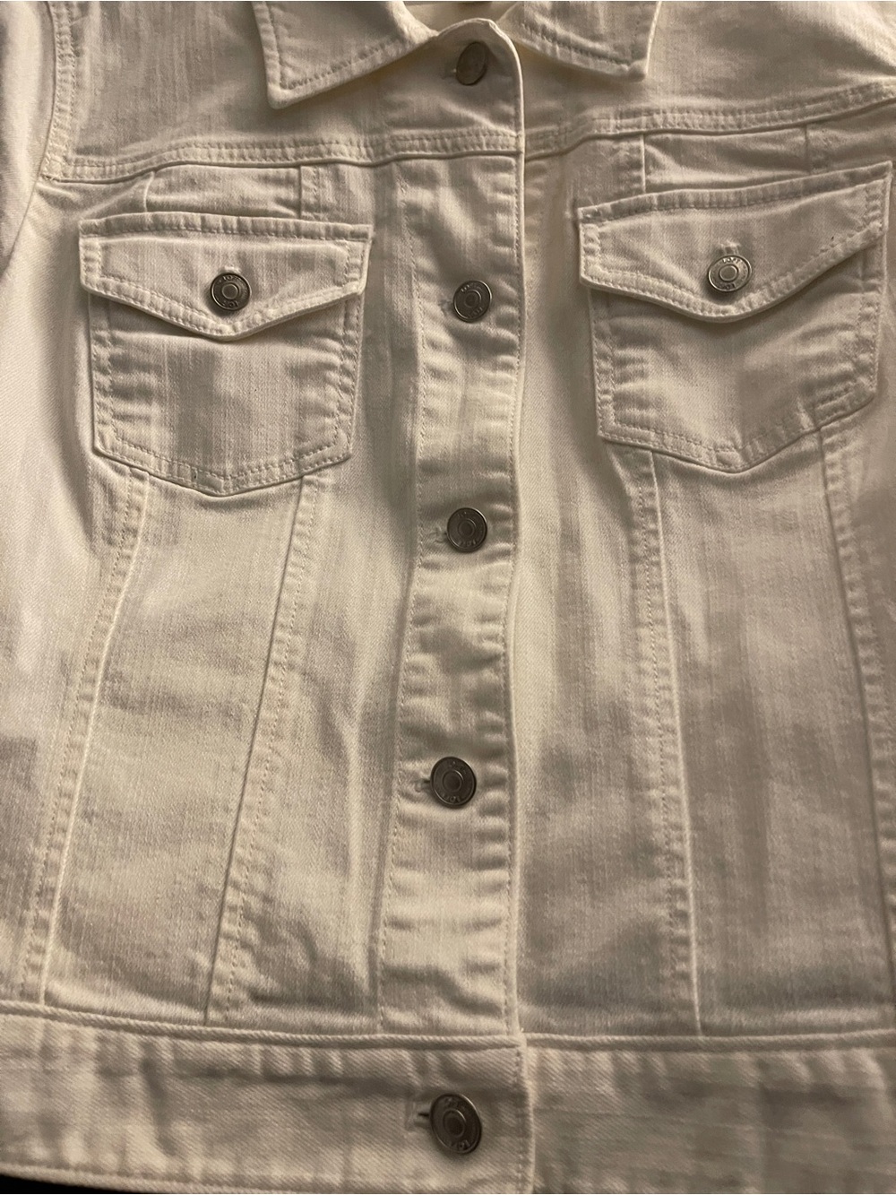 LOFT Women’s 3/4 Sleeve White Denim Trucker Jacket Size XL NWOT - Picture 5 of 14
